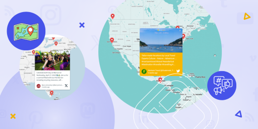 social wall map showing a Tweet