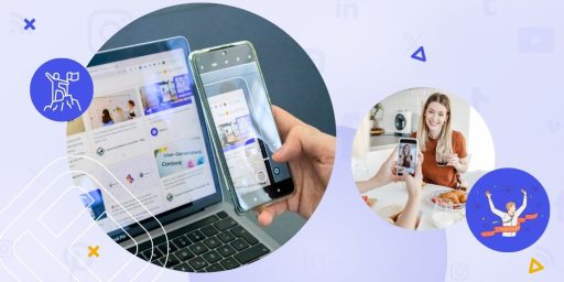 someone posting on a social wall by scanning the QR code on a screen to participate in a user generated content campaign