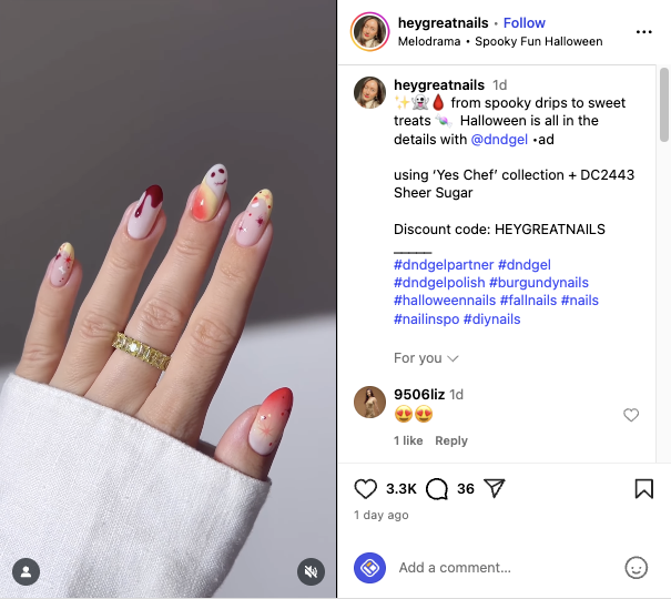 Trick or treat nails by @heygreatnails creator on Instagram.