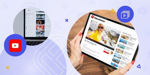 A creative visual showing an embed YouTube playlist on a laptop and tablet, highlighting video playback.