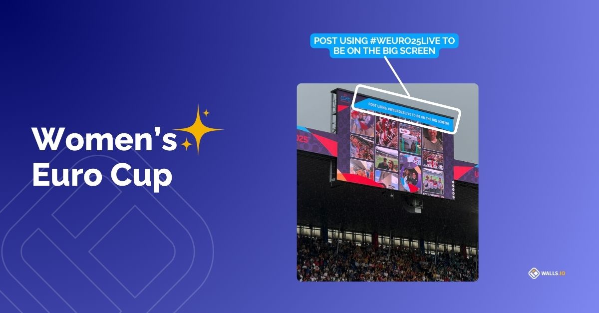 Social wall displayed on a giant screen during the Women's Euro Cup.