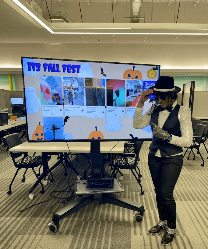a halloween culture wall at the office