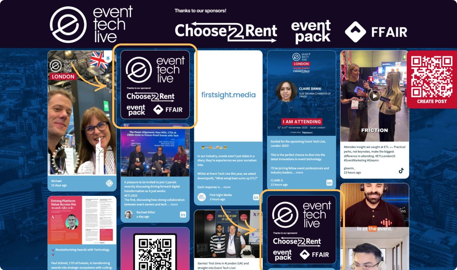 Sponsored posts on a social wall, proving social wall value.