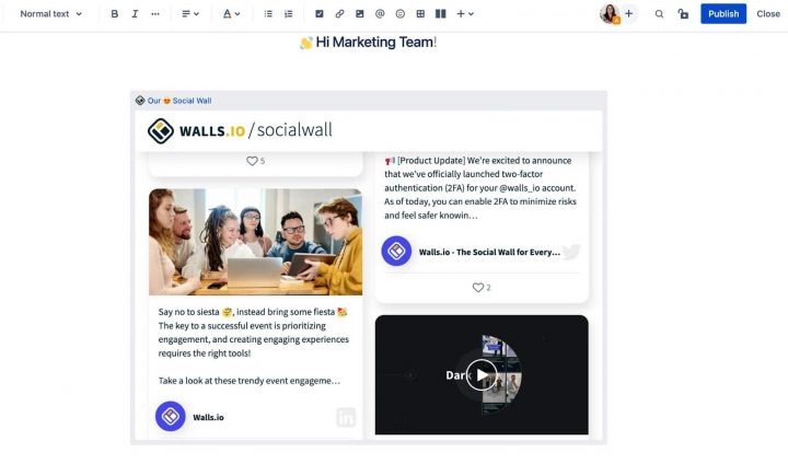 social media integration on confluence.