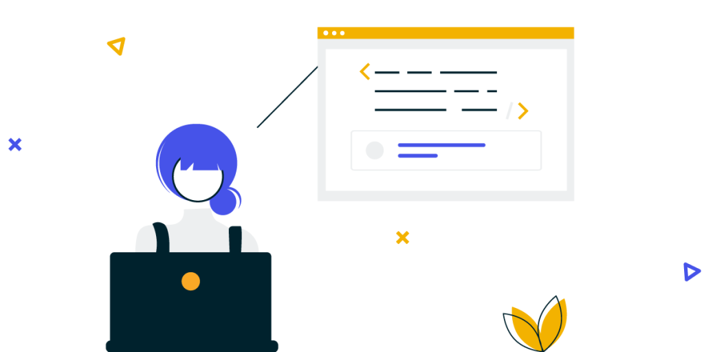 social media api by Walls.io illustration of a woman coding

