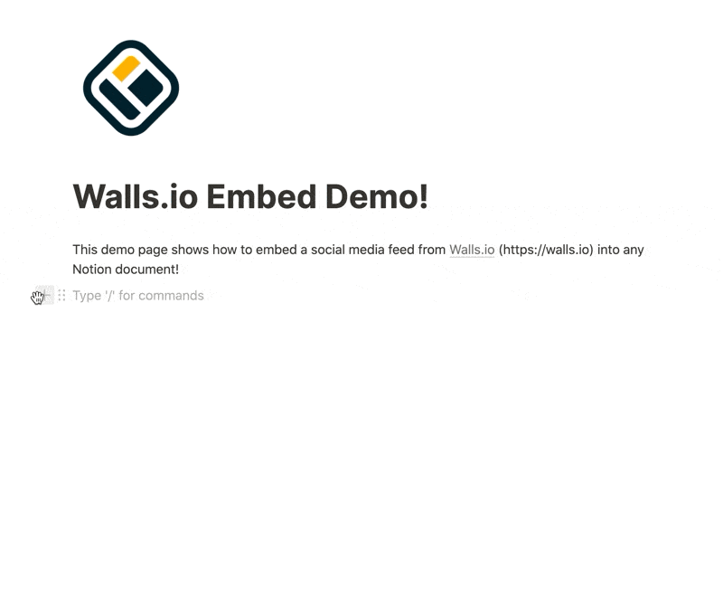 embed mode on Notion for intranet social media integration.