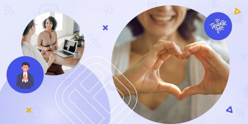 A woman created a heart with her hands, gratitude wall example.